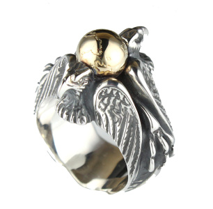 Double Eagle Golden Globe Sterling Silver Ring