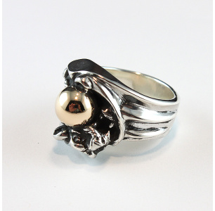 Panthers Grip Golden Globe Sterling Silver Ring