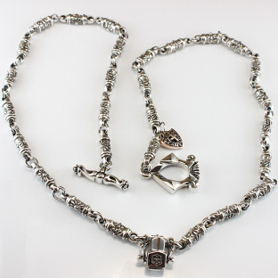 Golden And Royal Silver Combinational Chain With Garnet