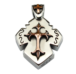 Golden Fleury Cross on a Royal Silver Pendant