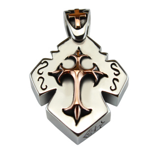 Golden Fleury Cross on a Royal Silver Pendant