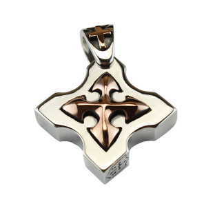 Golden Arrow Cross (Barbee Cross) on a Royal Silver Pendant