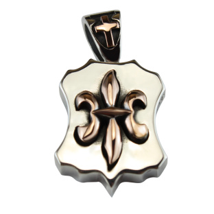 Golden Fleur De Lis on a Royal Silver Pendant