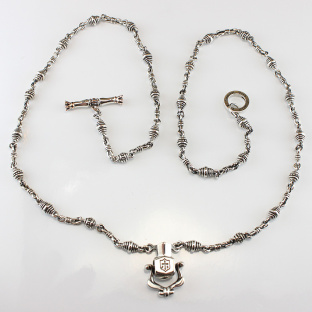 Golden And Royal Silver Combinational Chain With Garnet