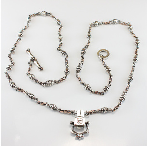 Golden And Royal Silver Combinational Chain With Garnet