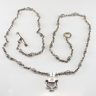 Golden And Royal Silver Combinational Chain With Garnet