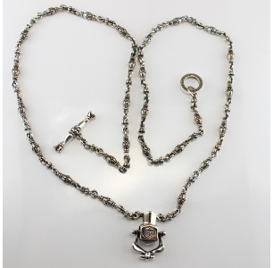 Golden And Royal Silver Combinational Chain With Garnet