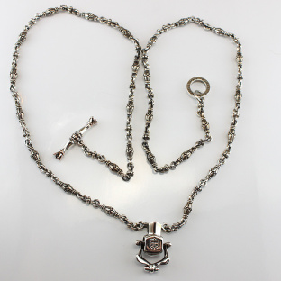 Golden And Royal Silver Combinational Chain With Garnet