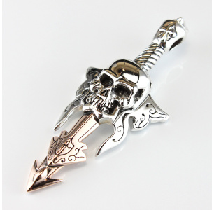 Golden Blade Skull Sword Royal Silver Pendant