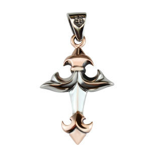 Royal Silver Cross Pendant with Golden Fleur De Lis
