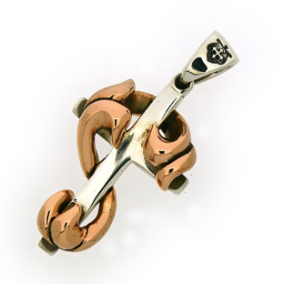 Golden Wrapped Royal Silver Latin Cross Pendant