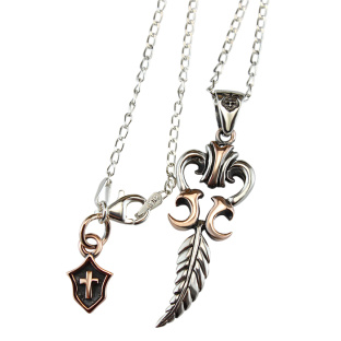 Golden Royal Silver Feather Pendant Necklace