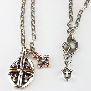 Golden Royal Silver Moline and Bottony Crosses Necklace