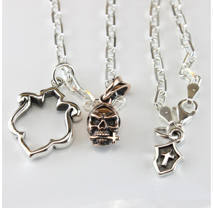 Golden Royal Silver Skull and Shield Necklace