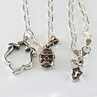 Golden Royal Silver Skull and Shield Necklace
