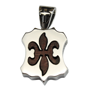 Natural Wood Fleur De Lis Royal Silver Pendant