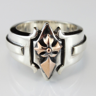 Fleury Cross Golden Royal Silver Ring
