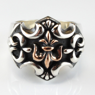 Golden Royal Silver Fleur De Lis Ring