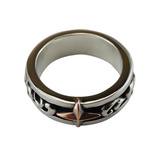 Greek Cross Golden Royal Silver Ring
