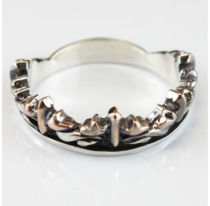 Crosses Edged Golden Royal Silver Ring (Crown)