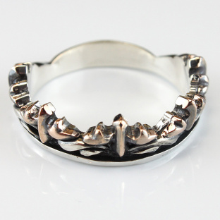 Crosses Edged Golden Royal Silver Ring (Crown)