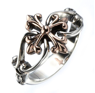 Golden Royal Silver Fleury Cross Ring
