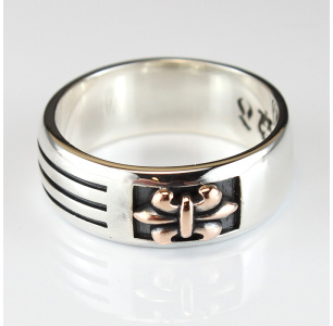 Golden Royal Silver Fleur De Lis Ring