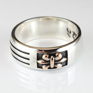 Golden Royal Silver Fleur De Lis Ring