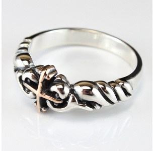 Golden Royal Silver Bottony Cross Ring