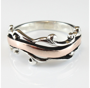 Golden Royal Silver Curved Ring
