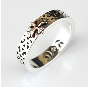 Golden Royal Silver Patonce Cross Ring