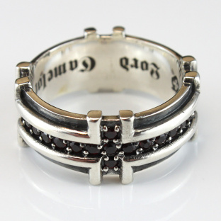 Royal Silver Red Garnet Cross Ring