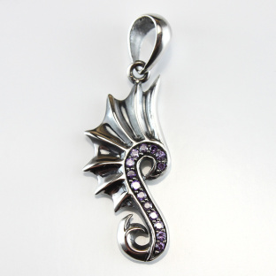 Sterling Silver Pendant with Purple Cubic Zirconia
