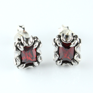 Sterling Silver Red Garnet Studs