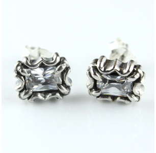 Sterling Silver White Cubic Zirconia Studs