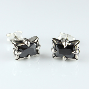 Sterling Silver Black Cubic Zirconia Studs