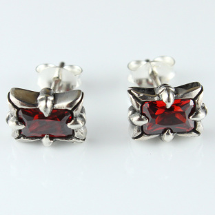 Sterling Silver Red Garnet Studs