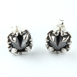 Sterling Silver Black Cubic Zirconia Studs