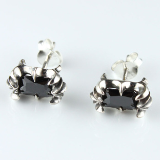 Sterling Silver Black Cubic Zirconia Studs