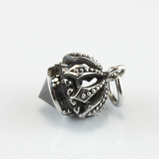 Black Cubic Zirconia Sterling Silver Crown Pendant