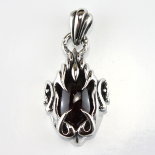 Sterling Silver Pendant with Red Garnet