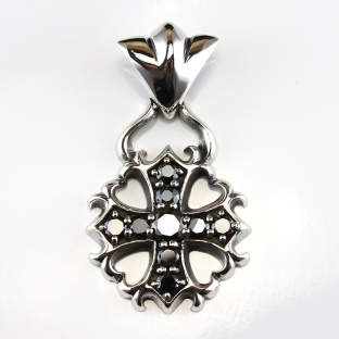 Sterling Silver Cross with Black Cubic Zirconia