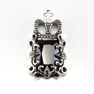 Black Cubic Zirconia Sterling Silver Crown Pendant