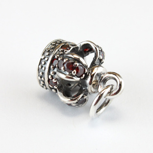 Sterling Silver Crown Pendant with Red Garnet