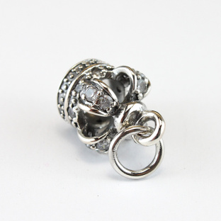 Sterling Silver Crown Pendant with White Cubic Zirconia