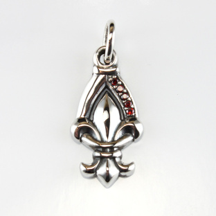 Sterling Silver French Lily with Red Garnet