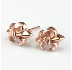 French lily Studs with Sterling Silver and Yellow Gold blend