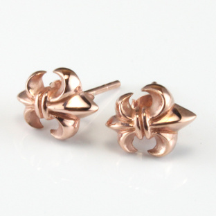 French lily Studs with Sterling Silver and Yellow Gold blend