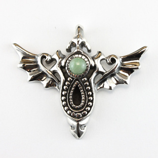 Maori Sterling Silver pendant with Jade Stone