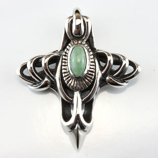 Maori Sterling Silver pendant with Jade Stone